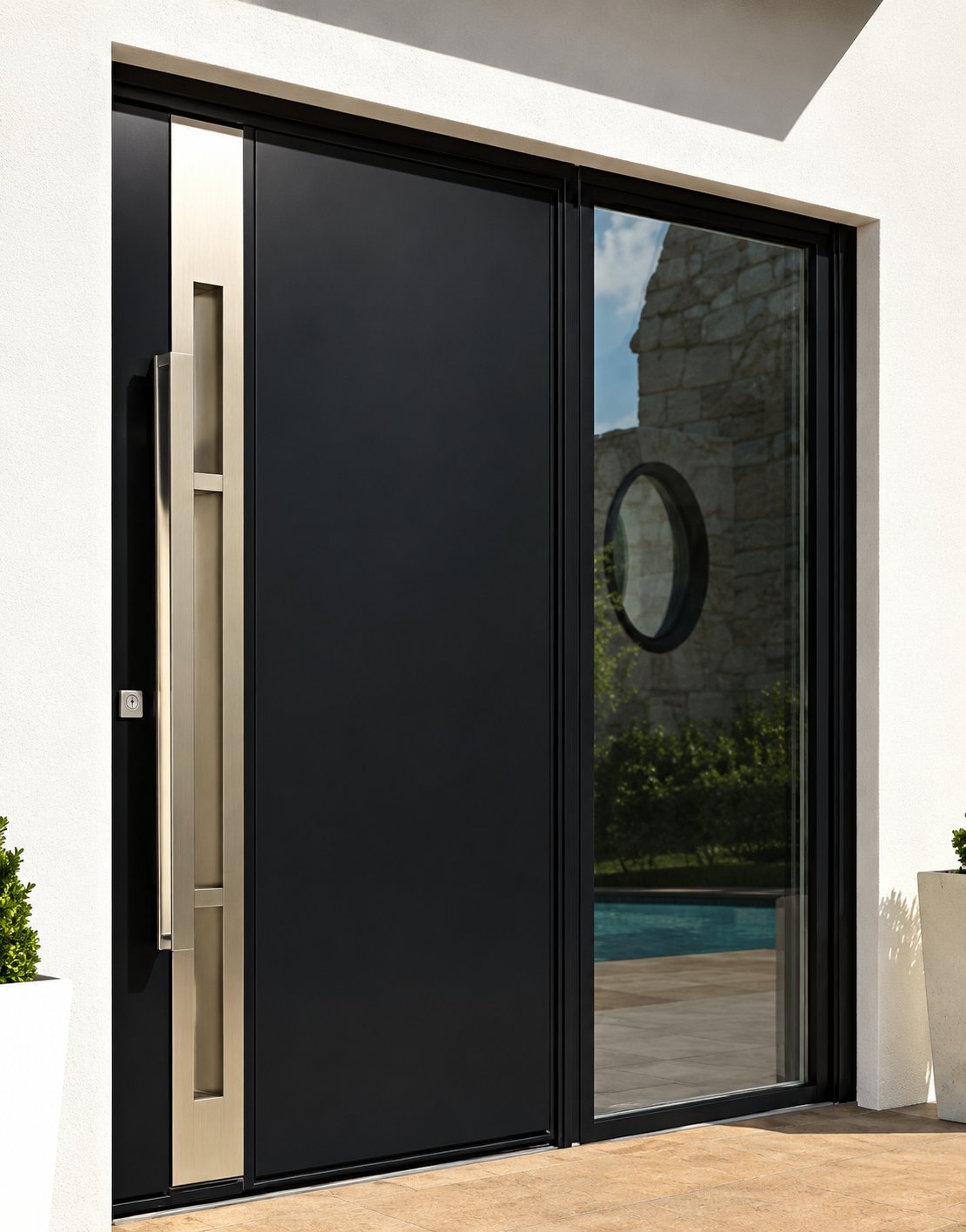 Porte d'entrée K-Line, modèle Effigie, posée